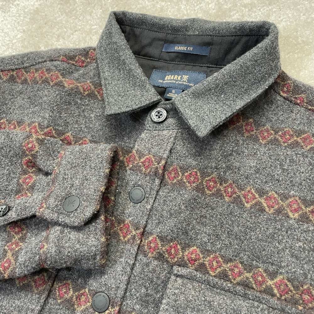 NWT Roark Revival Nordsman Flannel Shirt Mens S Charcoal Heather Classic Fit